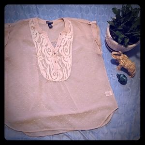 New Directions Sheer Swiss Dot Blouse